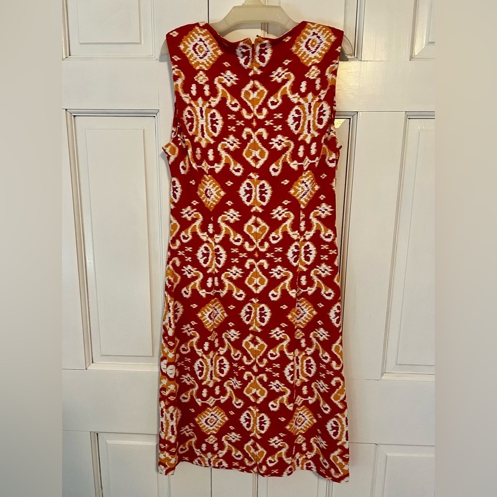 J.McLaughlin‎ Mia Catalina Cloth Ikat Scroll Dress Coral Orange M - Picture 2 of 8